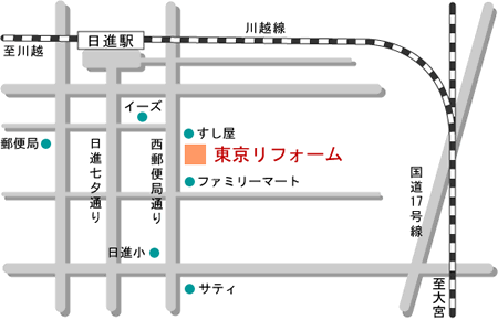 埼玉県の洋服リフォーム｜東京リフォームのアクセスマップ